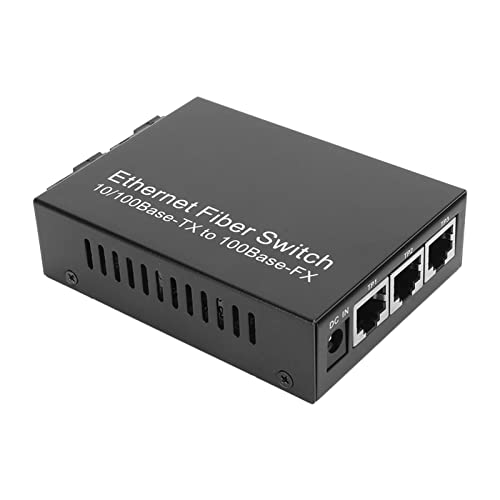 LEYT Convertidor de Medios Ethernet, 100‑240 V Convertidor de Medios de Fibra Plug and Play Indicador LED Negociación Automática para Banda Ancha (Enchufe de la UE)