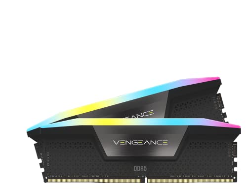 Corsair Vengeance RGB DDR5 32GB (2x16GB) 6400MHz C32 Memoria de Sobremesa Optimizada para Intel (Iluminación RGB Dinámica de Diez Zonas, Regulación de Tensión, Perfiles XMP 3.0 Personalizados) Negro