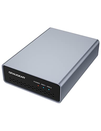 GRAUGEAR Carcasa Raid Externa | 2 x 2,5' SATA SSD/HDD | Type-C® USB 3.2 Gen2 (10 Gbps) | Raid 0, RAID1, Single, Large | USB-C | USB-A | Aluminio | Fuente de alimentación | G-25RD2-AC-10G