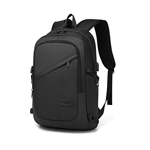 Mochila para ordenador portátil antirrobo de viaje y trabajo de negocios con puerto de carga USB, mochila ligera para computadora portátil, bolsa de escuela secundaria para niños, hombres (Negro)