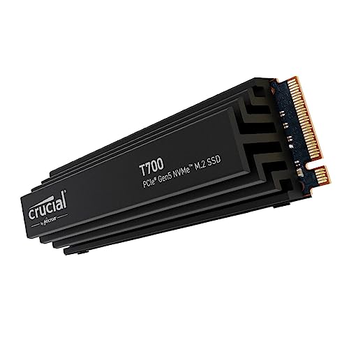 Crucial T700 2TB Gen5 NVMe M.2 SSD con disipador térmico - Hasta 12.400 MB/s - DirectStorage Activado - CT2000T700SSD5 - Juegos, fotografía, edición de vídeo y diseño - Unidad de estado sólido interna