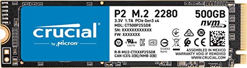 Crucial P2 CT500P2SSD8 SSD interno de 500 GB, velocidades de hasta 2400 MB/s (3D NAND, NVMe, PCIe, M.2)