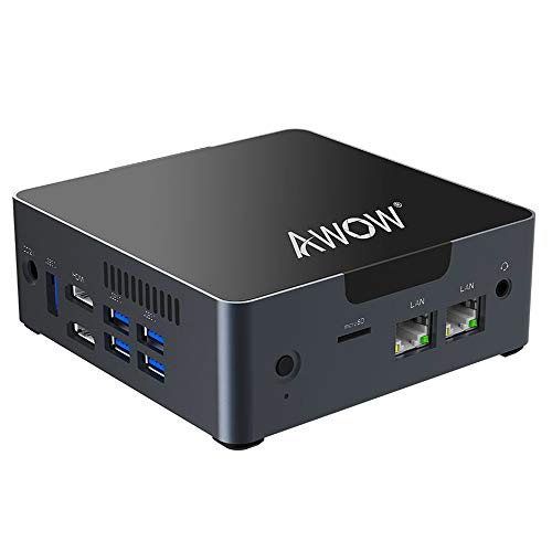 AWOW Mini PC Windows 10 Pro AK34 6GB DDR4 256GB SSD Desktop Computer, Intel Celeron J3455 4K HD/Dual LAN/2.4G+5G WiFi/BT 4.2/HDMI