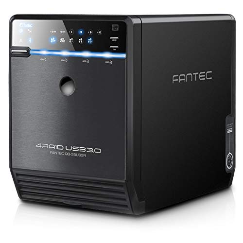Fantec QB-35US3R - Carcasa externa RAID para 4 discos duros de 8,89cm (3,5 pulgadas) SATA I/II/III, con supervelocidad USB 3.0 y conexión eSATA, función RAID (0/1/3/5/10/BIG Modus), con ventilador de 80mm incluido, color negro