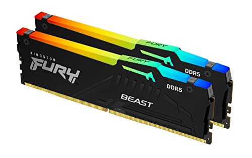 Kingston Fury Beast DDR5 RGB 64GB (2x32GB) 5600MT/s DDR5 CL40 DIMM Desktop Gaming Memory Kit of 2 - KF556C40BBAK2-64