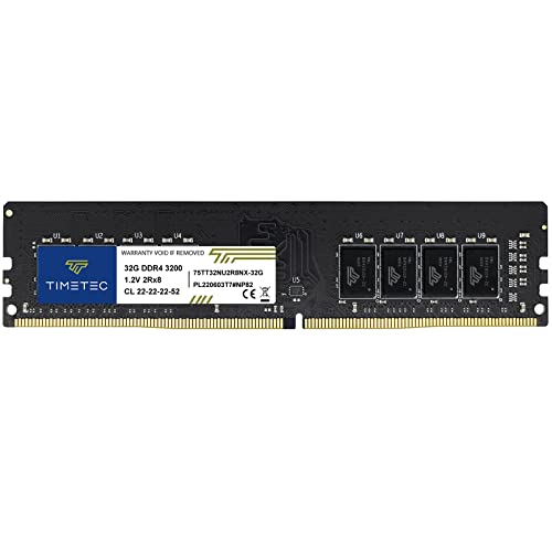 Timetec 32GB DDR4 3200MHz PC4-25600 CL16 1.35V Non-ECC Unbuffered Dual Rank Diseñado para Juegos y gráficos Compatible con AMD e Intel Desktop PC Computer Memory RAM Module Upgrade (32GB)