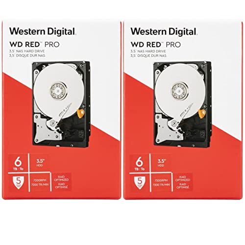 WD 2 unidades Red Pro 6TB SATA III 3.5' NAS HDD interno, 7200 RPM