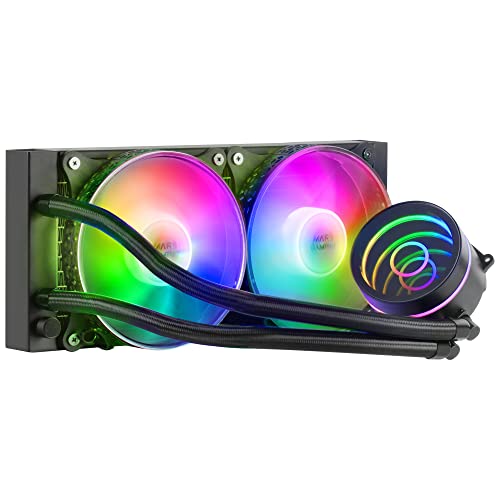 Mars Gaming ML-ONE240 Negro, Refrigeración Líquida CPU, TDP 400W, Espejo Infinito, 2 Ventiladores FRGB Silenciosos, Multisocket Universal