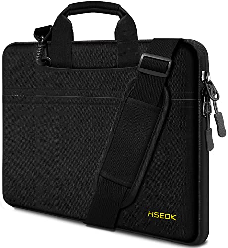 HSEOK Bolso Bandolera/Maletín para Portátil 15'-16', Funda Protectora Laptop Sleeve Dura y Impermeable para 15' 16' MacBook Pro, 15'-15,6'-16' HP ASUS Acer Lenovo DELL Notebook, Negro