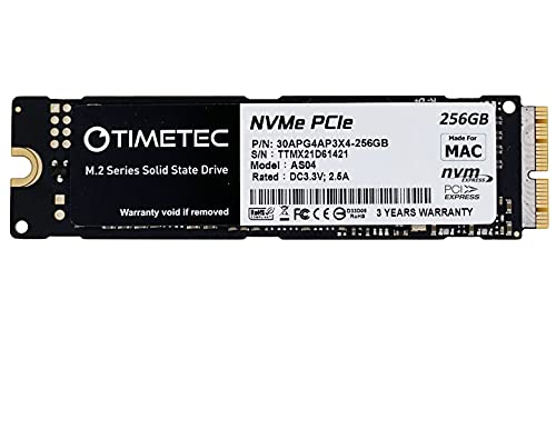 Timetec 256 GB Mac SSD NVMe PCIe Gen3x4 3D NAND TLC Lectura hasta 2000 MB/s Compatible con Apple MacBook Air 2013-2015, 2017, MacBook Pro 2013-2015, iMac 2013-2019, Mac Pro 2013, MacMini 2014