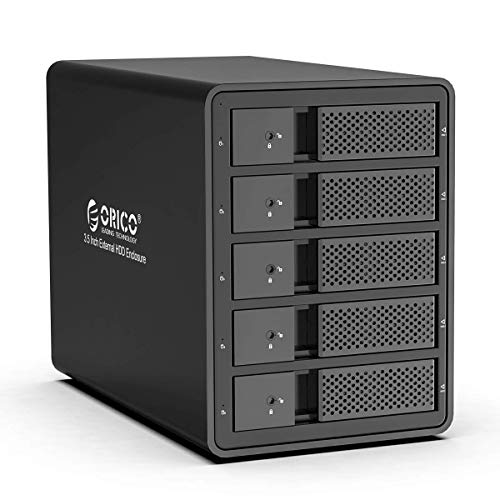 ORICO Raid Carcasa Externa para 5 Discos Duros,USB 3.0 a SATA Caja Disco Duro 3.5' para HDD y SSD SATA I/II/III,Soporta Raid-Raid 0/1/5/10,MAX 80 TB