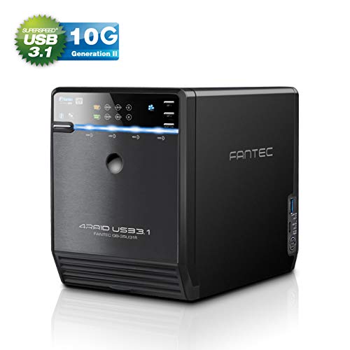 Fantec 2124 - Carcasa para Disco Duro Externo (4 Unidades de Disco Duro SATA de 8,9 cm (3,5', conexión USB 3.1 Gen II, función Raid con 2 Juegos Independientes, Ventilador de 80 mm), Color Negro