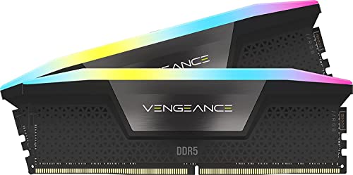 Corsair Vengeance RGB DDR5 32GB (2x16GB) 6400MHz C32 Memoria de Sobremesa Optimizada para Intel (Iluminación RGB Dinámica de Diez Zonas, Regulación de Tensión, Perfiles XMP 3.0 Personalizados) Negro