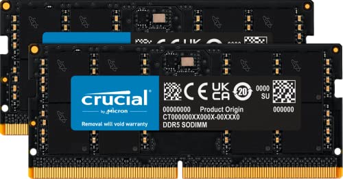 Crucial RAM 64GB Kit (2x32GB) DDR5 5200MHz (o 4800MHz) Memoria del Ordenador Portátil CT2K32G52C42S5