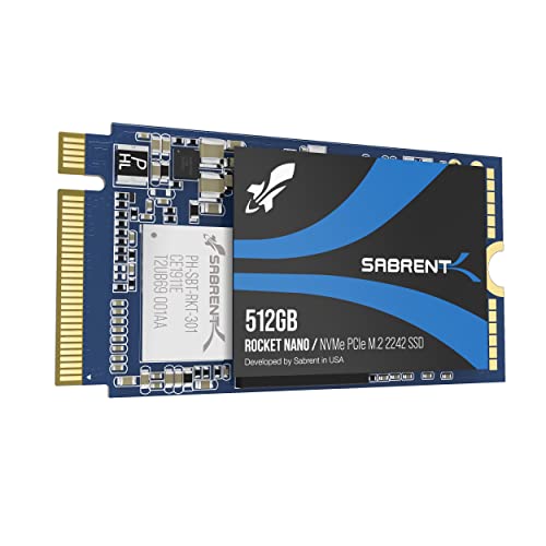 SABRENT 2242 M.2 NVMe SSD 512GB, SSD Interno 2500 MB/s de Lectura, 42 mm PCIe 3.0 X4, Unidad de Estado sólido Interno, Alto Rendimiento Compatible con Todos los PCs, NUCs y portátiles (SB-1342-512)