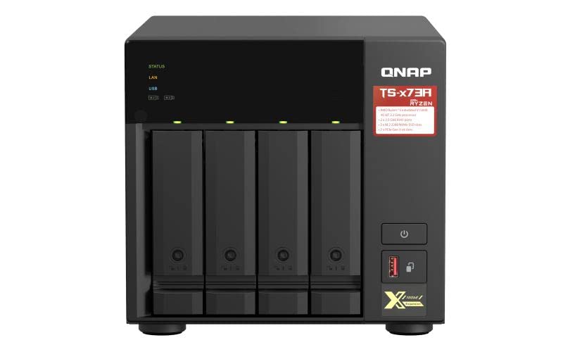 QNAP TS-473A-8G/32TB-REDPLUS servidor de almacenamiento Torre Ethernet Negro V1500B