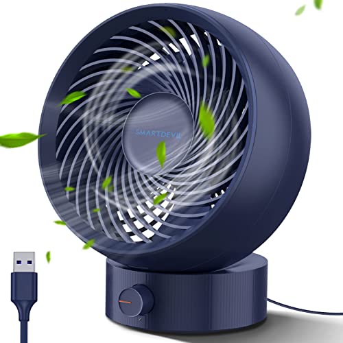 SmartDevil Ventilador Mesa,Ventilador USB Silencioso Portátil USB Ventilador de Escritorio portátil Mini,180° Velocidad Variable&Ángulo de rotación de 20°,Adecuado para el hogar,la Oficina-Azul