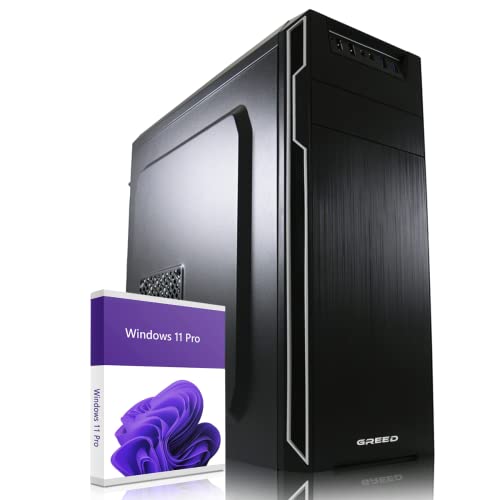 GREED® Intel Core i7 4790 Multimedia PC - Ordenador de sobremesa para la Oficina y el hogar - PC rápido con 4.0GHZ - 16GB RAM - 240GB SSD + 1TB - DVD+RW - USB3.0 - WLAN - Incl. Windows 11 Pro