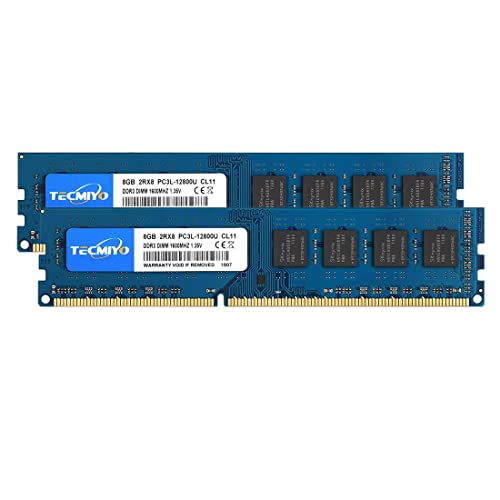 TECMIYO 8 GB DDR3L-1600 MHz Udimm, PC3L-12800/PC3L-12800U 8GB CL11 240 pines 2RX8 Dual Rank no ECC sin búfer 1.35V/1.5V computadora de escritorio RAM módulo de actualización