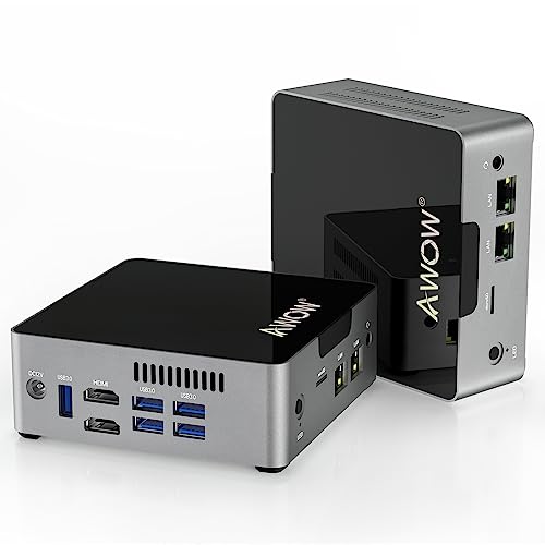 AWOW Mini PC Windows 10 Pro AK34 6GB DDR4 128GB SSD Desktop Computer, Intel Celeron J3455 4K HD/Dual LAN/2.4G+5G WiFi/BT 4.2/HDMI