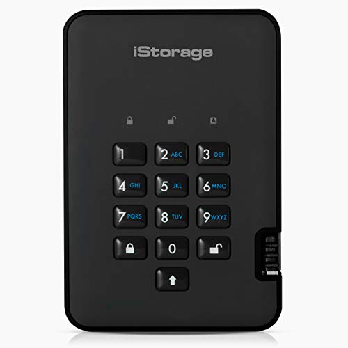 iStorage diskAshur2 HDD 500 GB Secure Portable Hard Drive Password Protected Dust/Water-Resistant Hardware Encryption