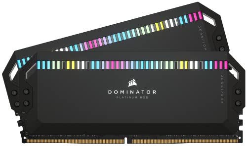 Corsair DOMINATOR PLATINUM RGB DDR5 32 GB (2 x 16 GB) 6000MHz C36 Memoria per Desktop (Regulación de voltaje integrada, Refrigeración DHX patentada, 12 LEDs CAPELLIX RGB, Optimizadas para Intel) Negro