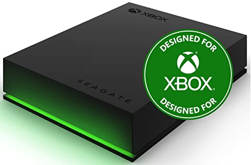 Seagate Unidad de juegos para Xbox, 4 TB, disco duro externo portátil, USB 3.2 Gen 1, negro con barra LED verde integrada, certificación Xbox, 2 años de servicios de rescate (STKX4000402)