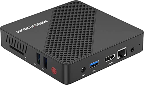 MINIS FORUM Mini PC Intel Celeron N4020 (hasta 2.8GHz), DDR4 4GB / 64GB eMMC, Ordenadores de Sobremesa Windows 10 Pro, Mini computadora sin Ventilador 4k@60Hz HDMI y VGA, USB3.0, 2.4/5.8G Wi-Fi, BT4.2
