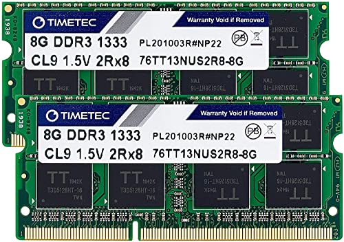 Timetec Hynix IC 16GB Kit (2x8GB) DDR3 1333MHz PC3-10600 Unbuffered Non-ECC 1.5V CL9 2Rx8 Dual Rank 204 Pin SODIMM Portatil Memoria Principal Module Upgrade (16GB Kit (2x8GB))