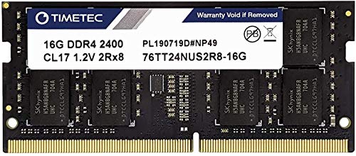 Timetec 16GB DDR4 2400MHz PC4-19200 Non-ECC Unbuffered 1.2V CL17 2Rx8 Dual Rank 260 Pin SODIMM Laptop Notebook PC Módulo de Memoria RAM Actualización (16GB)