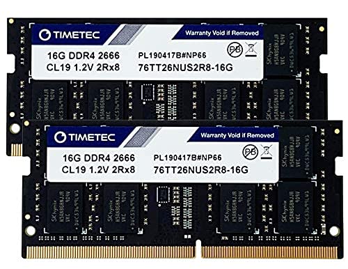 Timetec 32GB Kit (2x16GB) DDR4 2666MHz (DDR4-2666) PC4-21300 (PC4-2666V) No ECC Sin búfer 1.2V CL19 2Rx8 Dual Rank 260 Pin SODIMM Laptop Notebook PC Computadora Memoria RAM Módulo Actualización