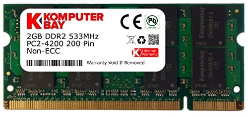 Komputerbay KB_2GB_PC2_4300_533_SODIMM - Tarjetas de Memoria SODIMM para portátiles 2GB DDR2, 533MHz PC2-4200/PC2-4300 DDR2 533, 200 Pines