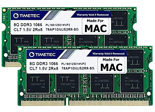 Timetec Kit de 16GB (2x8GB) Compatible para Apple DDR3 1067MHz/1066MHz PC3-8500 RAM para Mac Book, Mac Book Pro, iMac, Mac Mini RAM