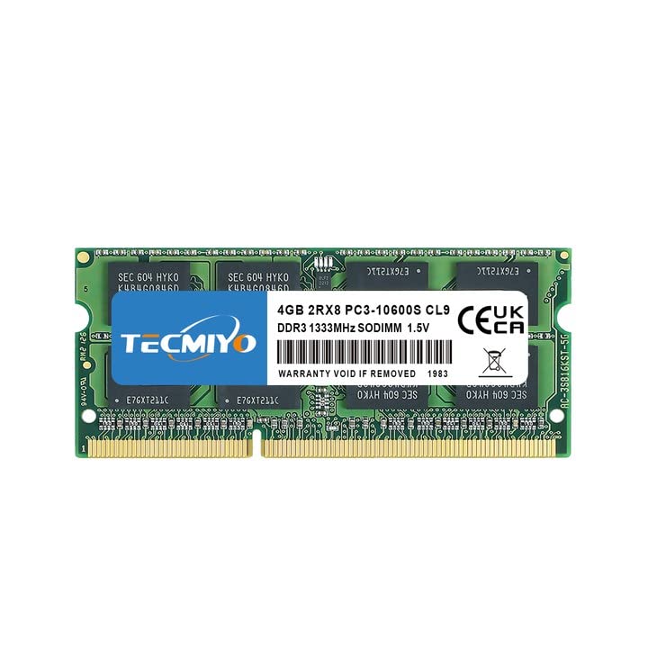 TECMIYO Memoria RAM para portátil Intel AMD y Mac de 4 GB DDR3 1333 MHZ DDR3 1333 MHZ Sodimm RAM 2RX8 Dual Rank CL9 de 204 pines 1,5 V sin ECC