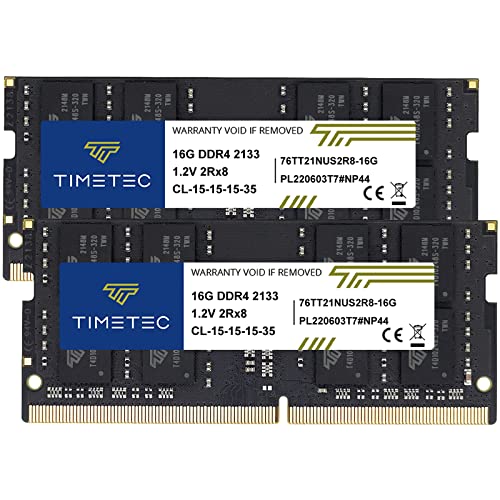 Timetec 32GB Kit (2x16GB) DDR4 2133MHz PC4-17000 Non-ECC Unbuffered 1.2V CL15 2Rx8 Dual Rank 260 Pin SODIMM Laptop Notebook PC Memoria RAM Módulo Actualización (32GB Kit(2x16GB))