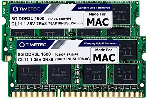 Timetec 16 GB (2x8 GB) Compatible con Apple DDR3L 1600 MHz para Mac Book Pro (principios/Finales de 2011, Mediados de 2012), iMac, Mac Mini (2011/2012) Mac RAM