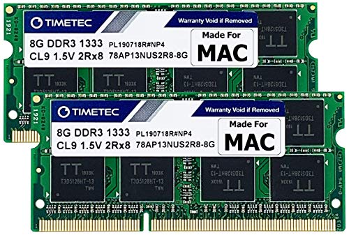 Timetec 16GB Kit (2x8GB) Compatible para Apple DDR3 1333MHz PC3-10600 CL9 para Mac Book Pro (principios/Finales de 2011), iMac, Mac Mini 2011 Actualización de Mac RAM