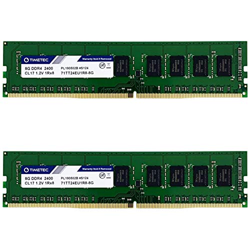 Timetec Hynix IC 16GB Kit(2x8GB) DDR4 2400MHz PC4-19200 ECC sin búfer 1.2V CL17 1Rx8 Módulo de Memoria RAM de Servidor UDIMM de Rango único de 288 Pines Actualización