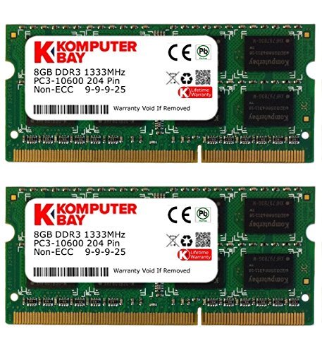 Komputerbay - Memoria RAM portátil, 16GB (2 x 8GB), DDR3, PC3-10600/10666, 1333MHz, SODIMM (204-Pin), 9-9-9-24