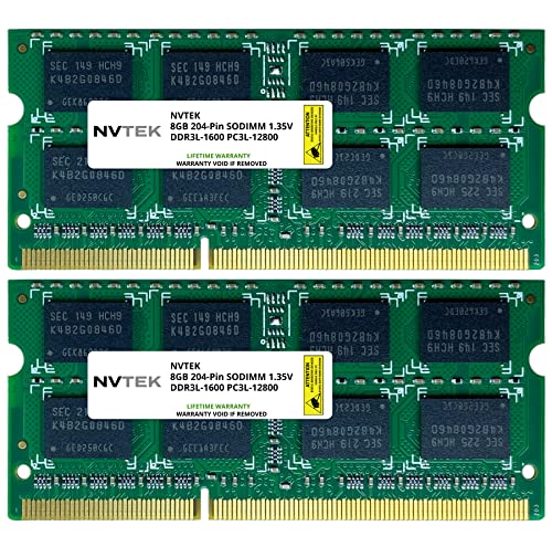 NVTEK Actualización de memoria RAM para portátil DDR3-1600 PC3-12800 SODIMM de 16 GB (2 x 8 GB)