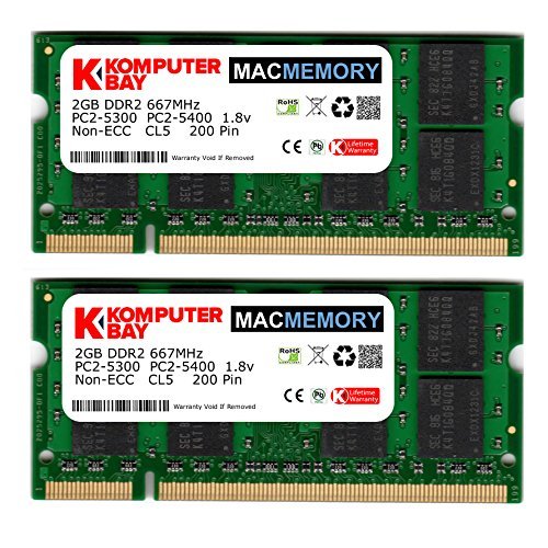 Komputerbay MacMemory - Kit de memoria RAM (2 x 2 GB, 667 MHz, DDR2, PC2-5300)